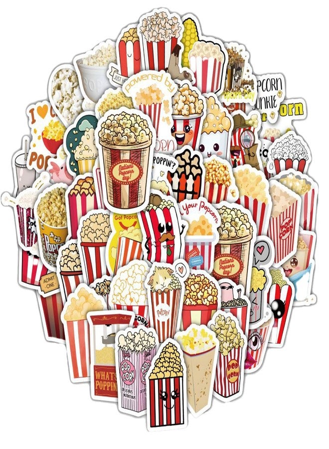 EUGFI 120pcs Popcorn Stickers Pack - Waterproof Vinyl Decals for Water Bottle, Laptop, Phone, Skateboard, Scrapbooking, Movie Night Party Favors & Decorations - Image 1
